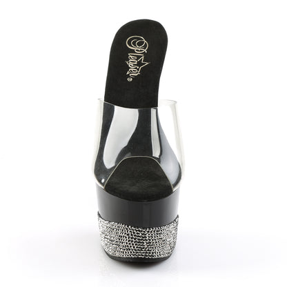 Pleaser Womens Sandals ADORE-701-3 Clr/Blk-Pewter RS