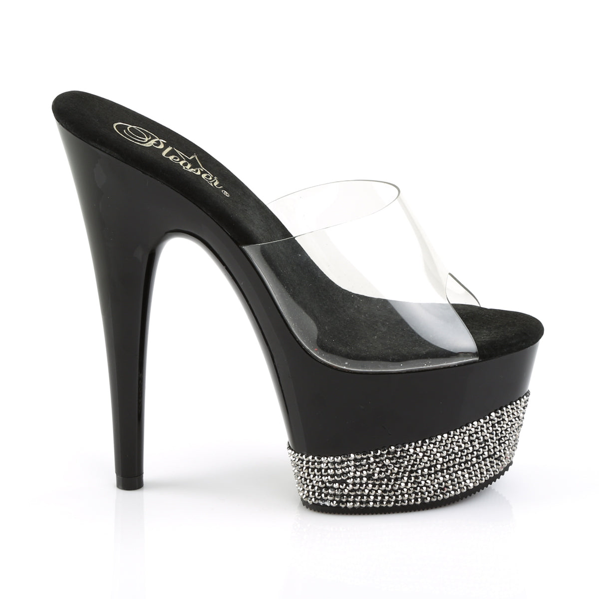 Pleaser Womens Sandals ADORE-701-3 Clr/Blk-Pewter RS