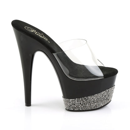 Pleaser Womens Sandals ADORE-701-3 Clr/Blk-Pewter RS