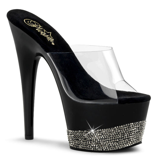 Pleaser Womens Sandals ADORE-701-3 Clr/Blk-Pewter RS