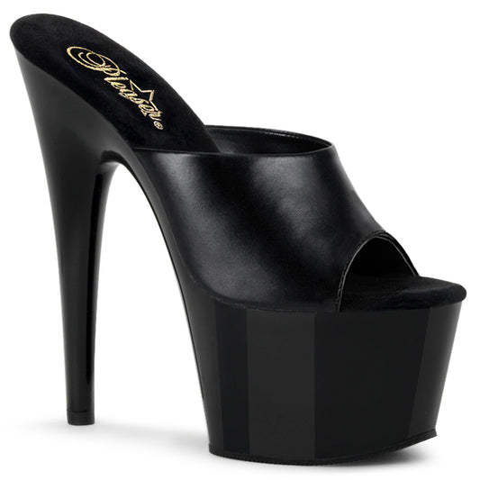 Pleaser Womens Sandals ADORE-701 Blk Leather/ Blk
