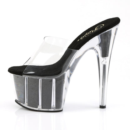 Pleaser Sandalias para mujer ADORE-701g clr / blk gltr