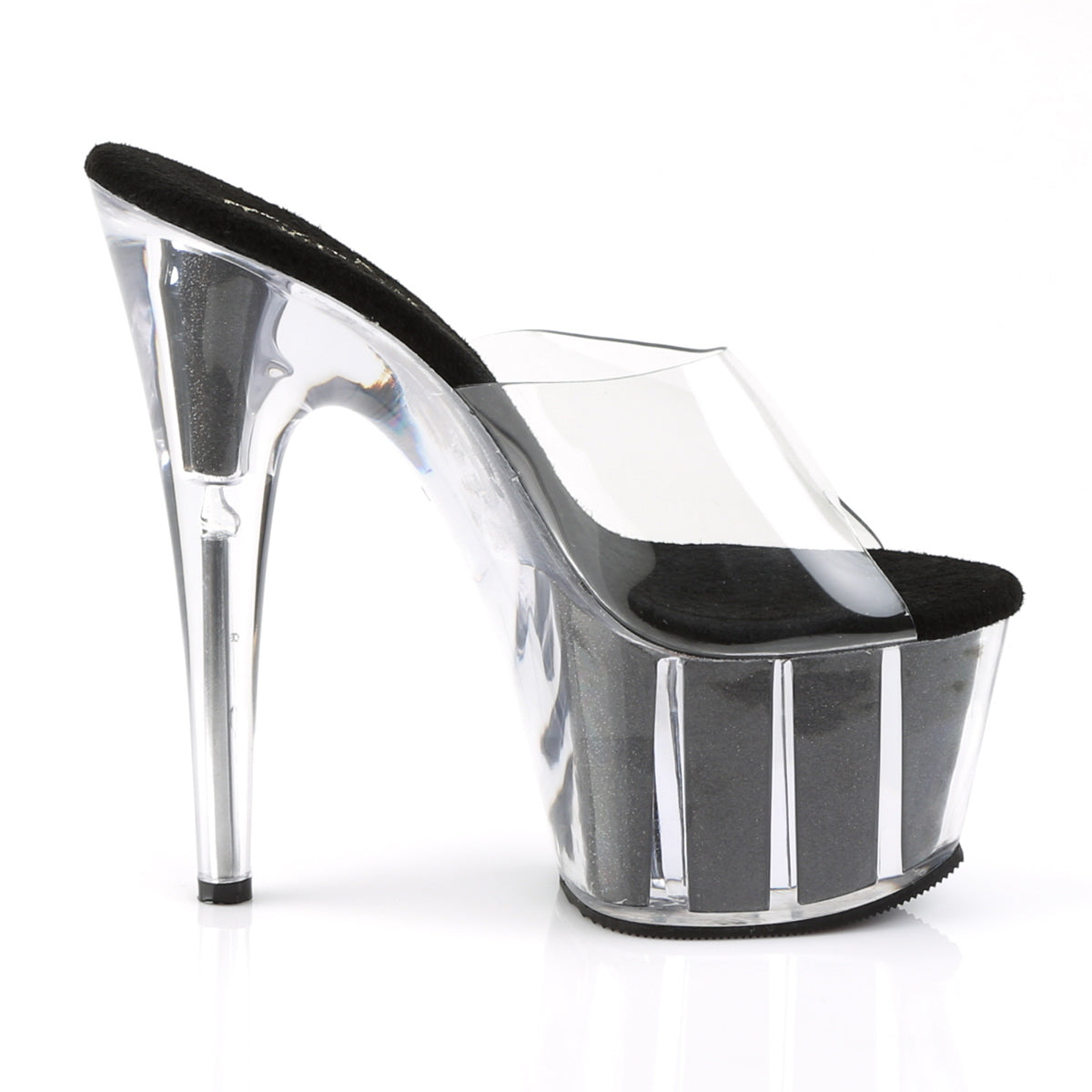 Pleaser Sandalias para mujer ADORE-701g clr / blk gltr