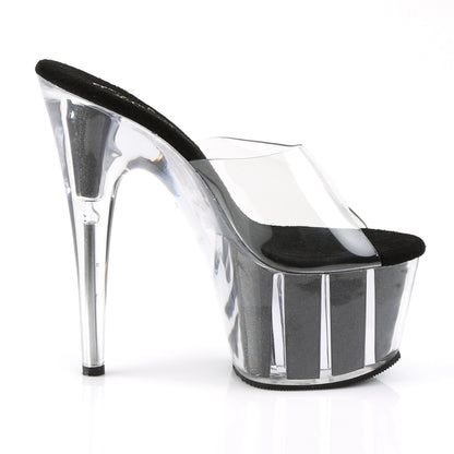 Pleaser Sandalias para mujer ADORE-701g clr / blk gltr