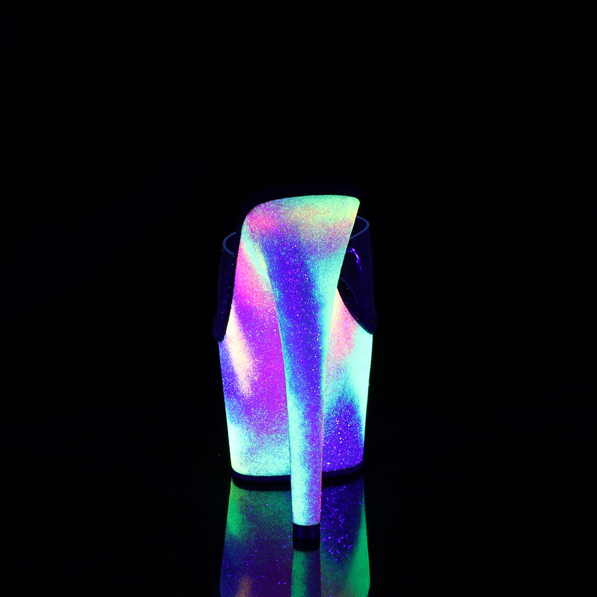 Pleaser Womens Sandals ADORE-701GXY Clr/Neon Galaxy Mini Glitter
