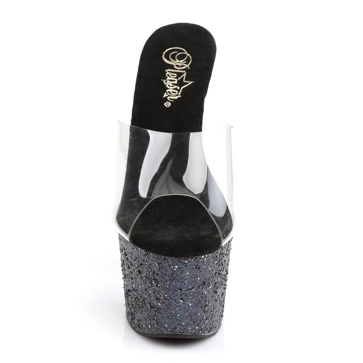 Pleaser Sandalias para mujer ADORE-701lg clr / blk holo brillo