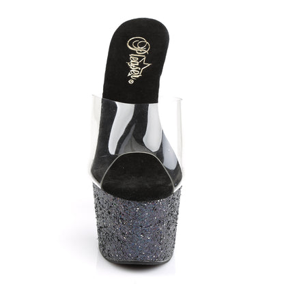Pleaser Sandalias para mujer ADORE-701lg clr / blk holo brillo