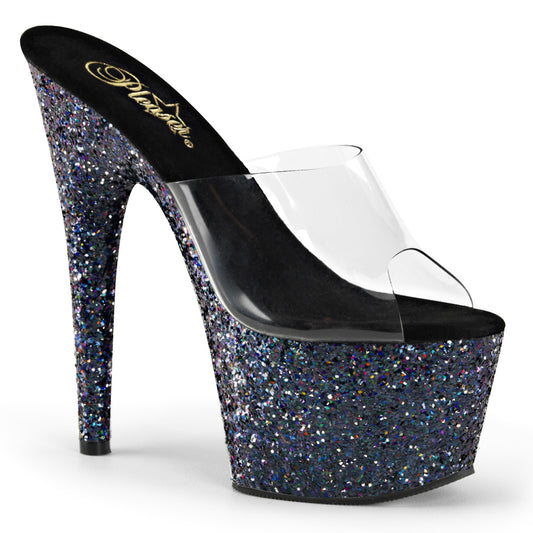 Pleaser Sandalias para mujer ADORE-701lg clr / blk holo brillo
