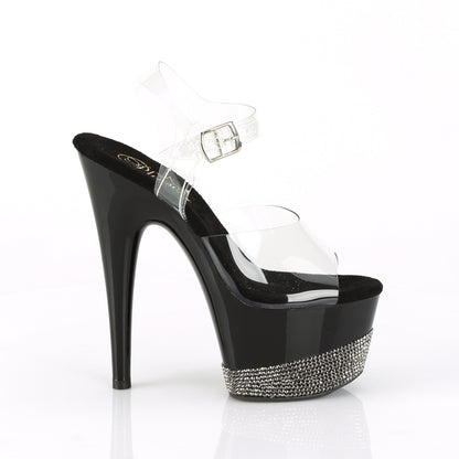 Pleaser Womens Sandals ADORE-708-3 Clr/Blk-Pewter RS
