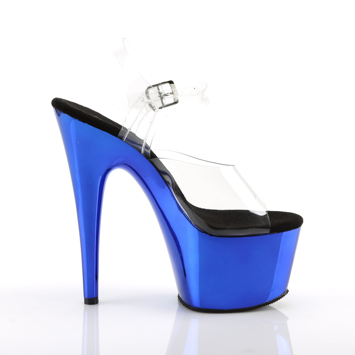 Pleaser Womens Sandals ADORE-708 Clr/Blue Chrome