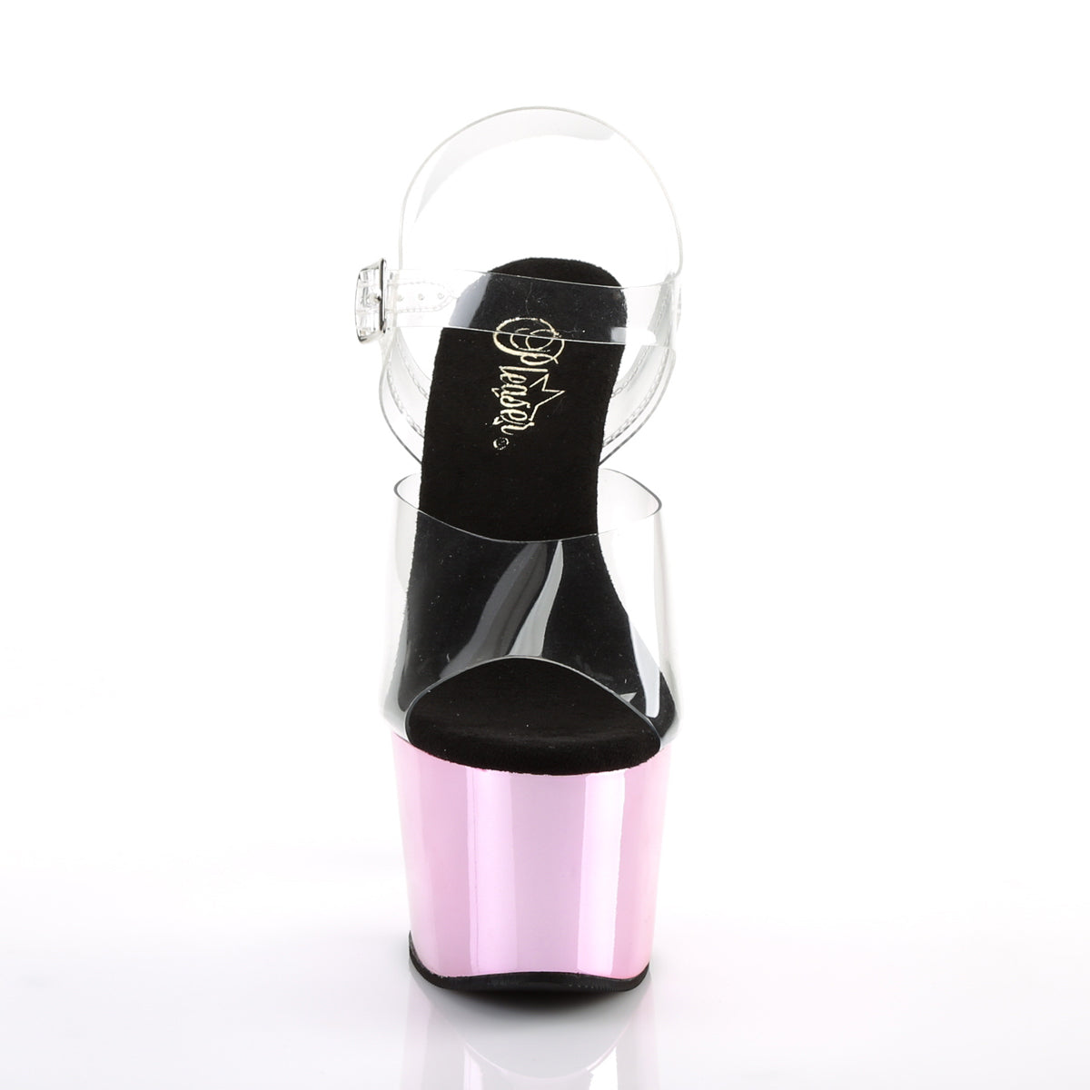 Pleaser Womens Sandals ADORE-708 Clr/B. Pink Chrome