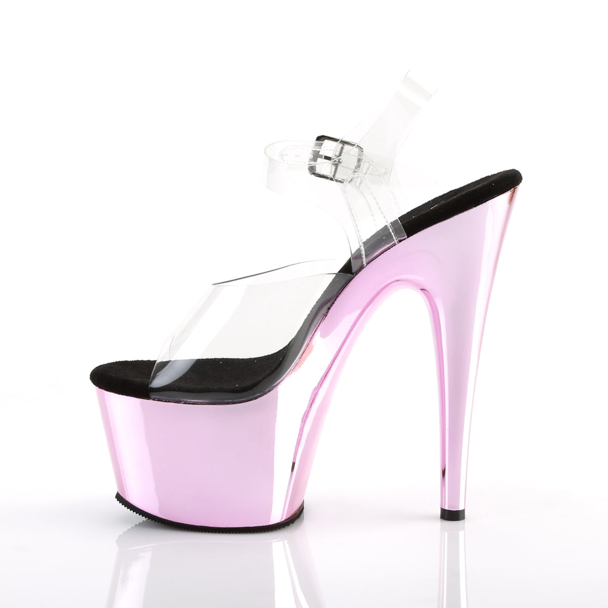 Pleaser Womens Sandals ADORE-708 Clr/B. Pink Chrome