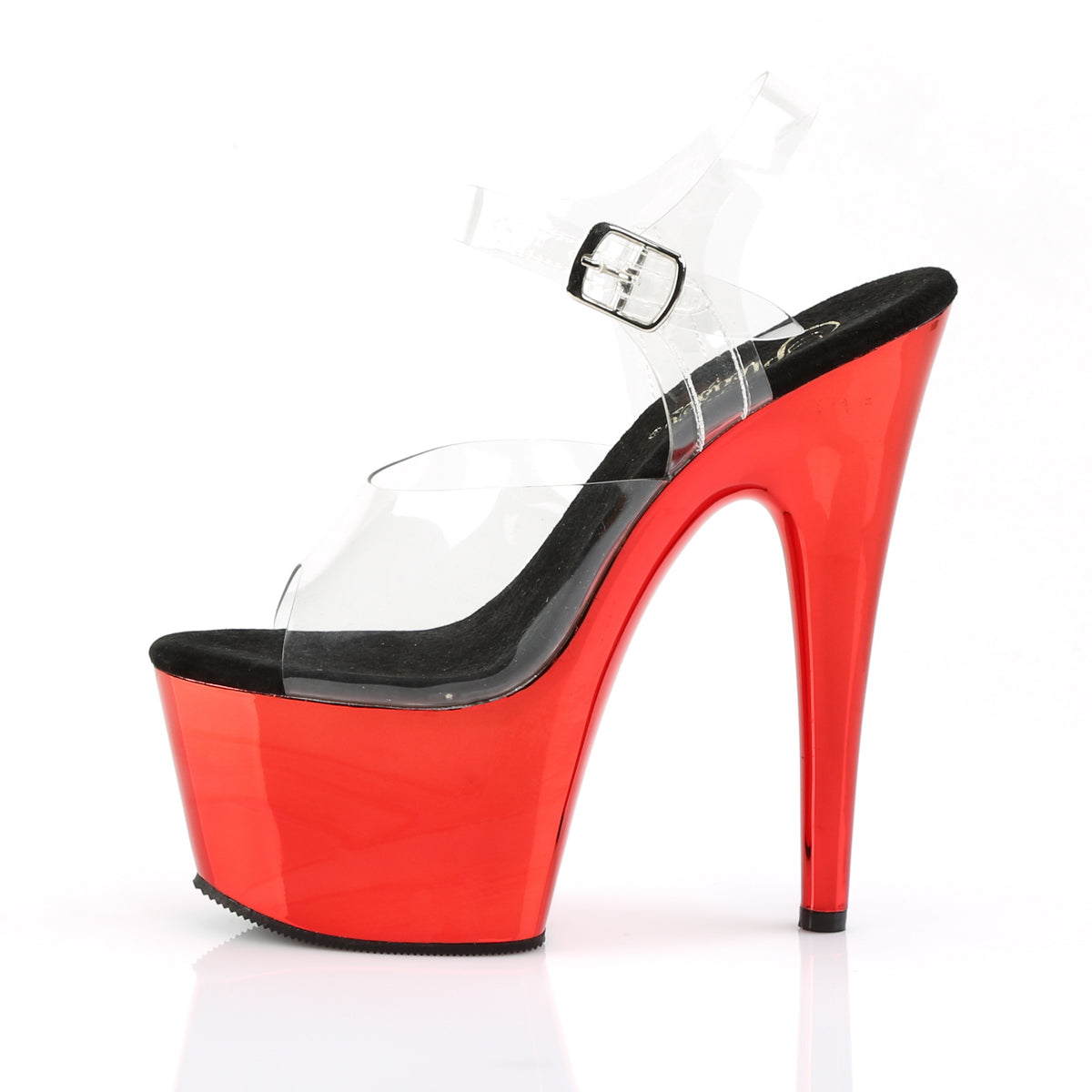 Pleaser Womens Sandals ADORE-708 Clr/Red Chrome