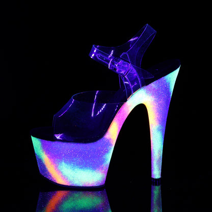 Pleaser Womens Sandals ADORE-708GXY Clr/Neon Galaxy Glitter