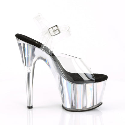 Pleaser Sandalias para mujer ADORE-708HGI CLR / SLV Holograma Inserciones