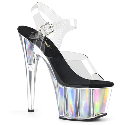 Pleaser Sandalias para mujer ADORE-708HGI CLR / SLV Holograma Inserciones
