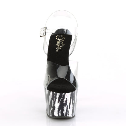 Pleaser Womens Sandals ADORE-708HP-2 Clr/Blk-Slv Hologram