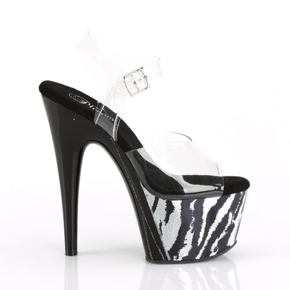 Pleaser Womens Sandals ADORE-708HP-2 Clr/Blk-Slv Hologram