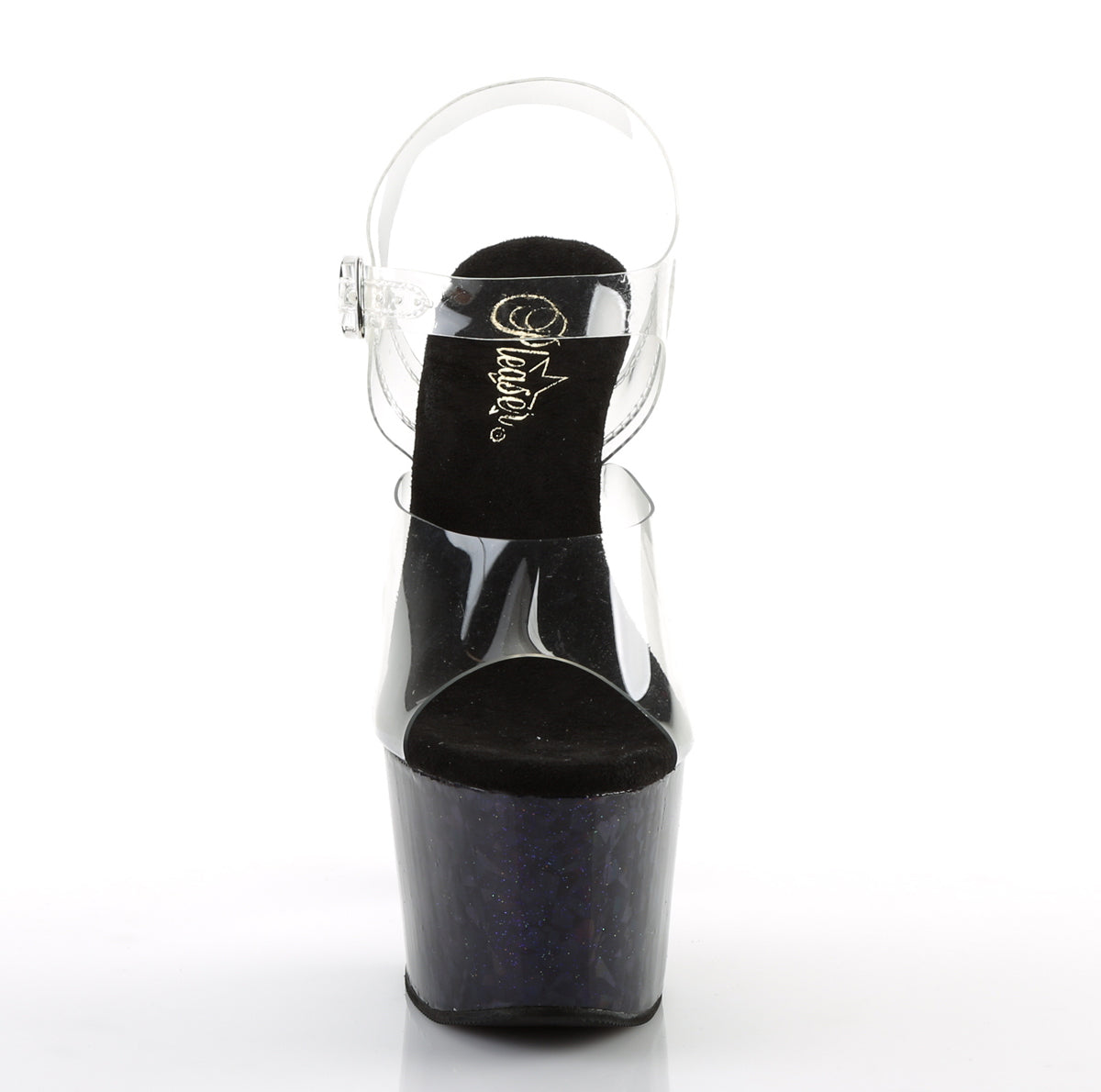 Pleaser Womens Sandals ADORE-708HSP Clr/Midnight Blue Hologram