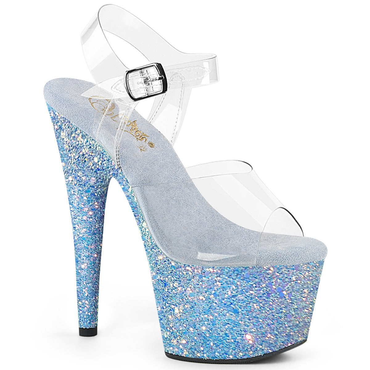 Pleaser   ADORE-708lg CLR/B. Brillo azul