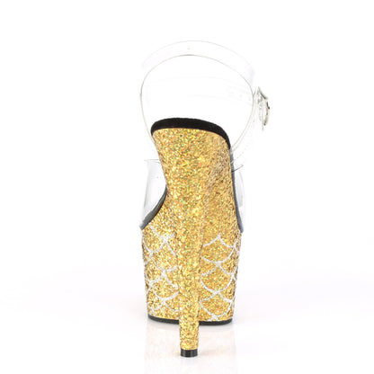 Pleaser Sandalias para mujer ADORE-708mslg clr / oro múltiples brillo