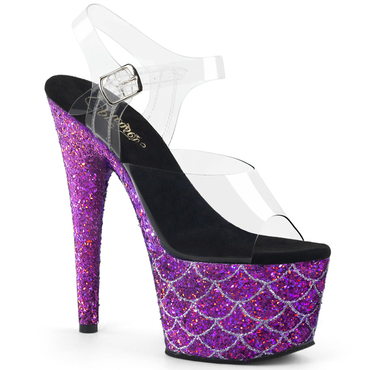 Pleaser Womens Sandals ADORE-708MSLG Clr/Purple Multi Glitter