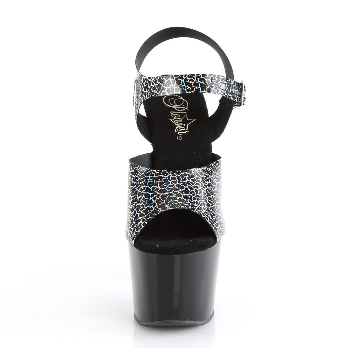 Pleaser Sandalias para mujer ADORE-708n-CK Blk Crackle Holograg TPU / BLK