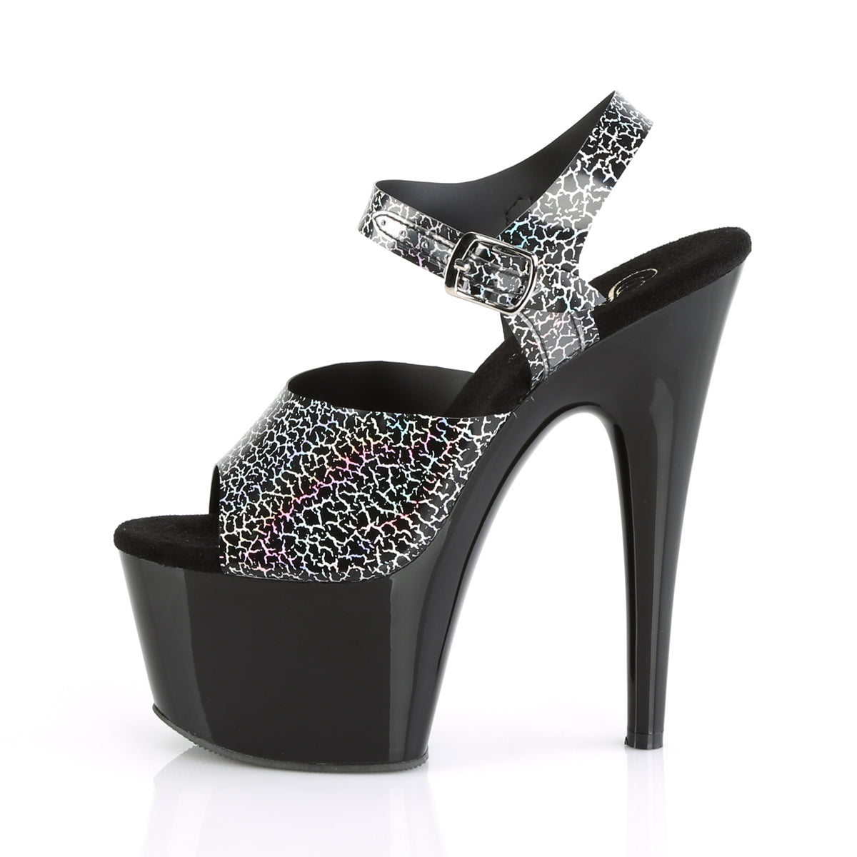 Pleaser Sandalias para mujer ADORE-708n-CK Blk Crackle Holograg TPU / BLK
