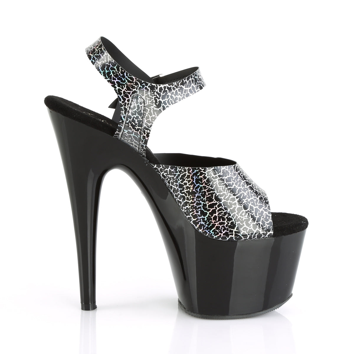 Pleaser Sandalias para mujer ADORE-708n-CK Blk Crackle Holograg TPU / BLK