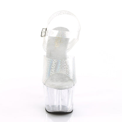 Pleaser Sandalias para mujer ADORE-708n-ck slv crackle hologle tpu / clr