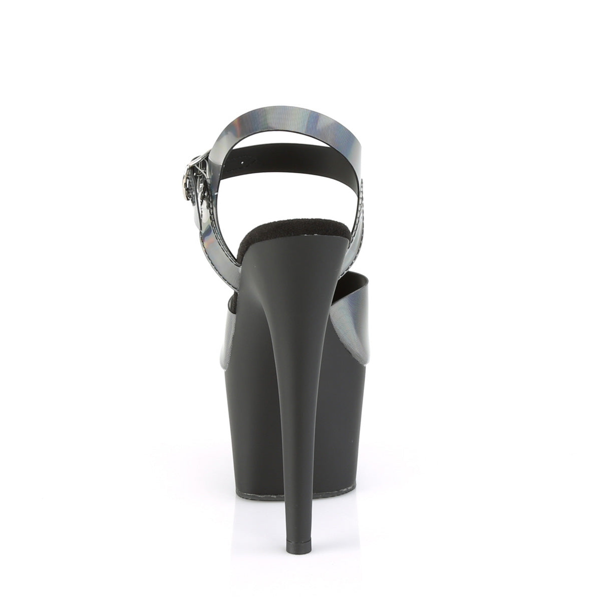 Pleaser Womens Sandals ADORE-708N-DT Pewter Hologram TPU/Blk Matte