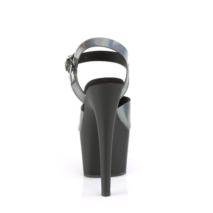 Pleaser Womens Sandals ADORE-708N-DT Pewter Hologram TPU/Blk Matte