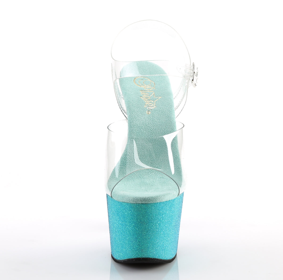 Pleaser Womens Sandals ADORE-708OMBRE Clr/Aqua-Blue Ombre