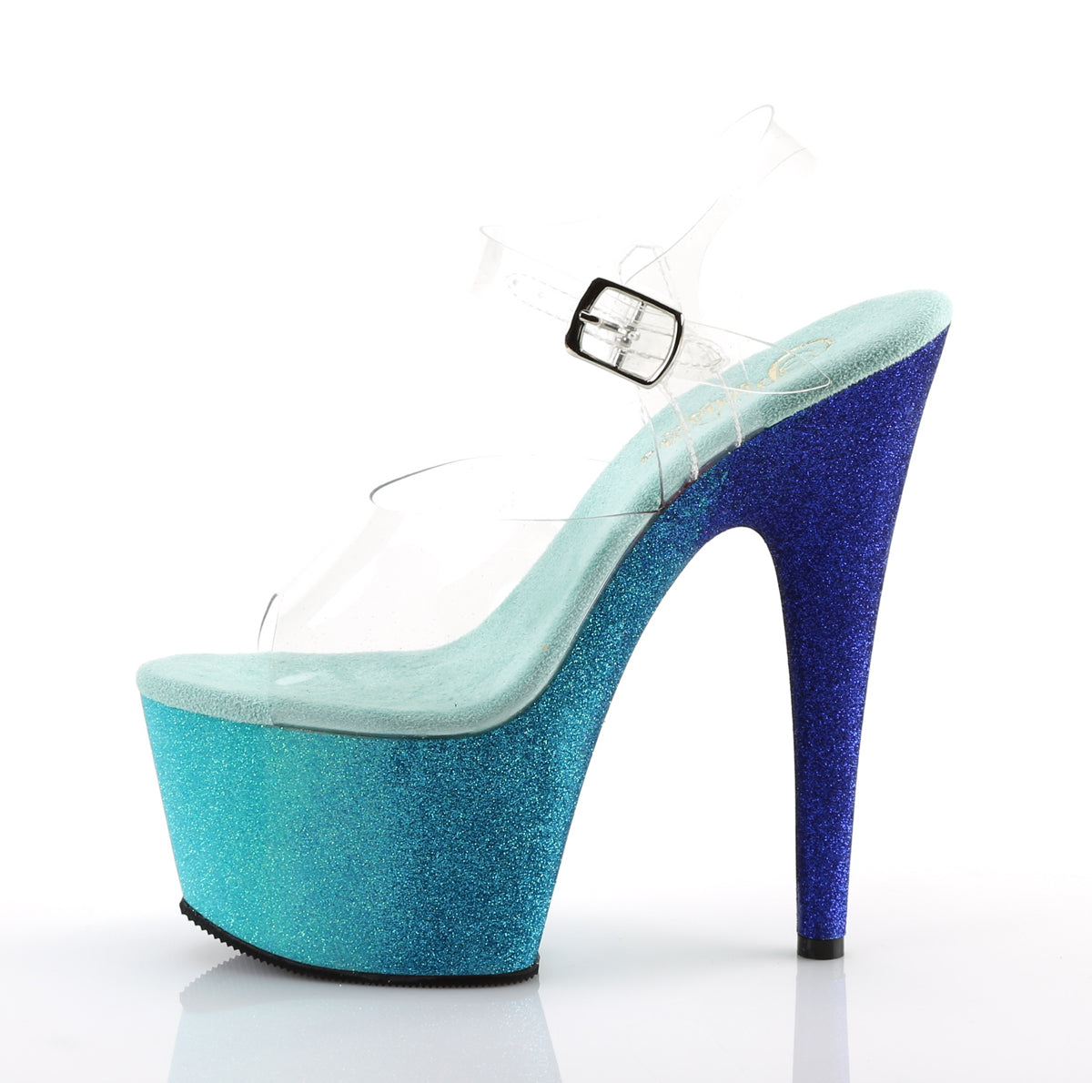 Pleaser Womens Sandals ADORE-708OMBRE Clr/Aqua-Blue Ombre