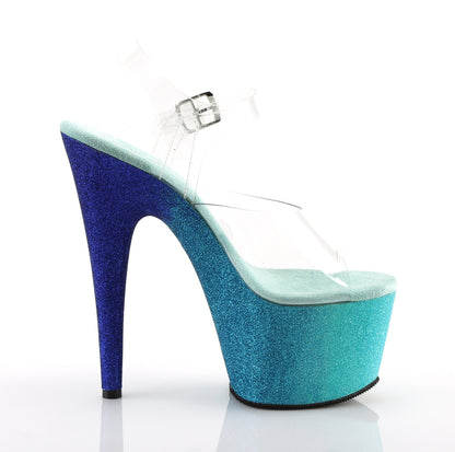 Pleaser Womens Sandals ADORE-708OMBRE Clr/Aqua-Blue Ombre