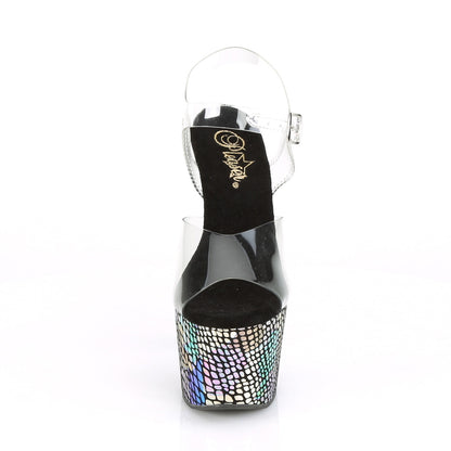 Pleaser Sandalias para mujer ADORE-708SP CLR / PURPLE HOLO envuelto