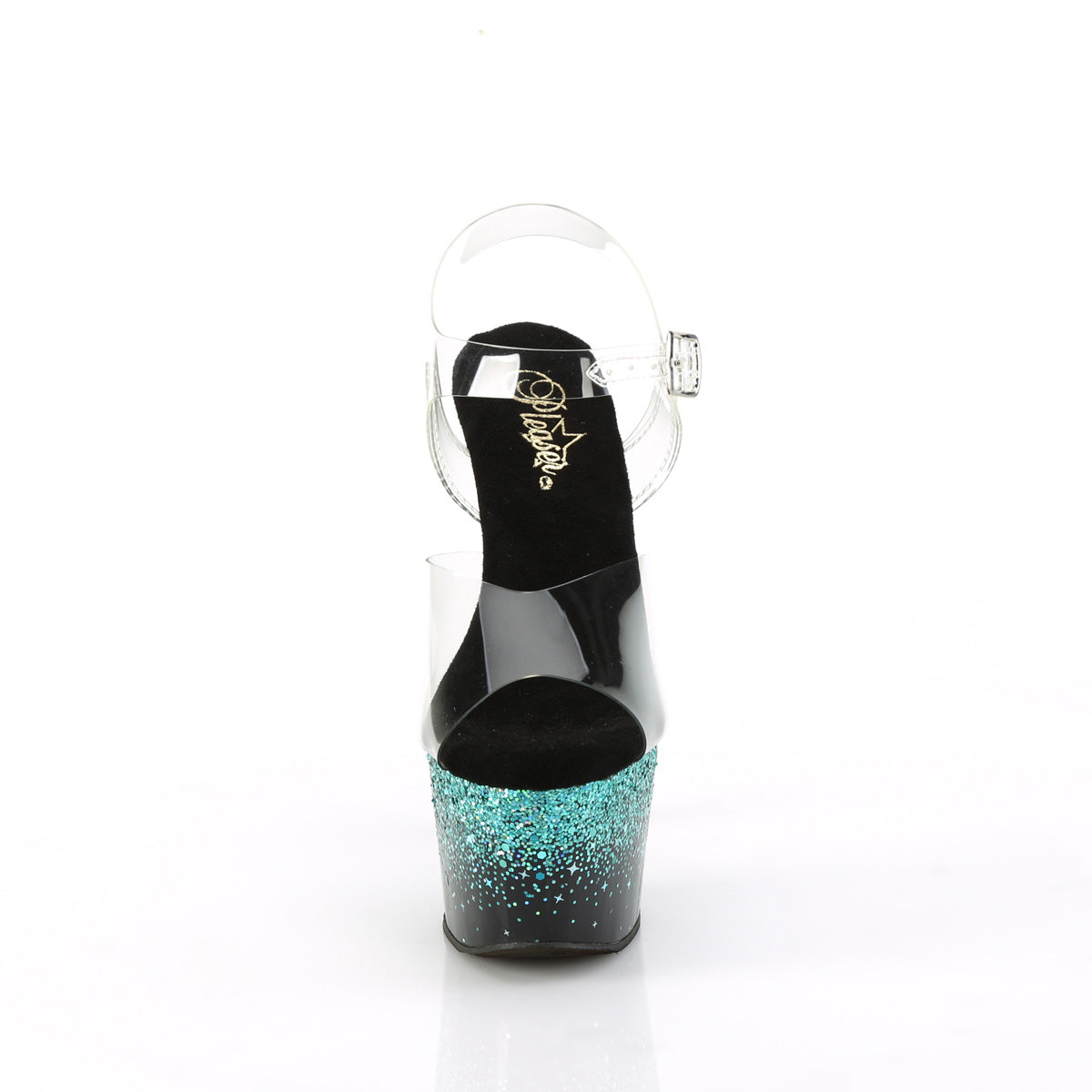 Pleaser   ADORE-708SS CLR/BLK-TURQUOISE MULTI GLITER