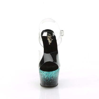 Pleaser   ADORE-708SS CLR/BLK-TURQUOISE MULTI GLITER