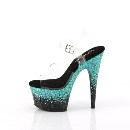 Pleaser   ADORE-708SS CLR/BLK-TURQUOISE MULTI GLITER