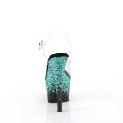 Pleaser   ADORE-708SS CLR/BLK-TURQUOISE MULTI GLITER