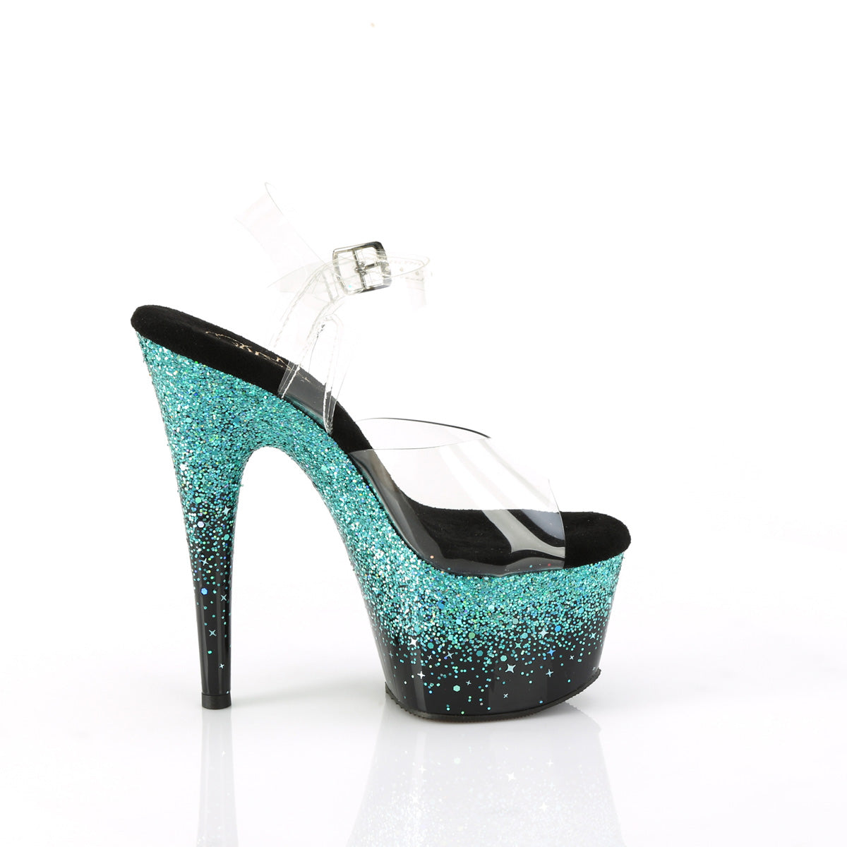 Pleaser   ADORE-708SS CLR/BLK-TURQUOISE MULTI GLITER