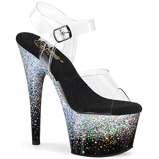 Pleaser   ADORE-708SS Clr/Blk-Slv Multi Glitter