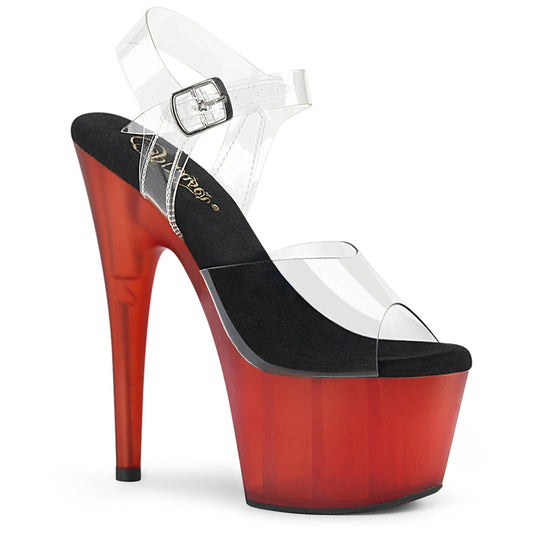 Pleaser Womens Sandals ADORE-708T Clr/Red Frosted