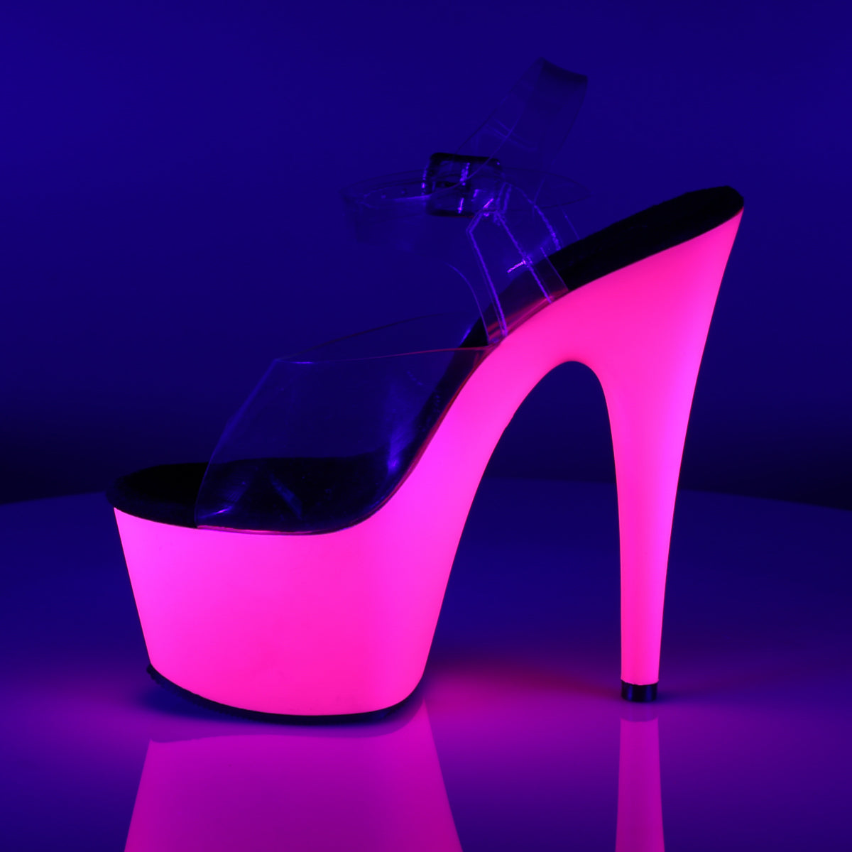 Pleaser Womens Sandals ADORE-708UV Clr/Neon Pink
