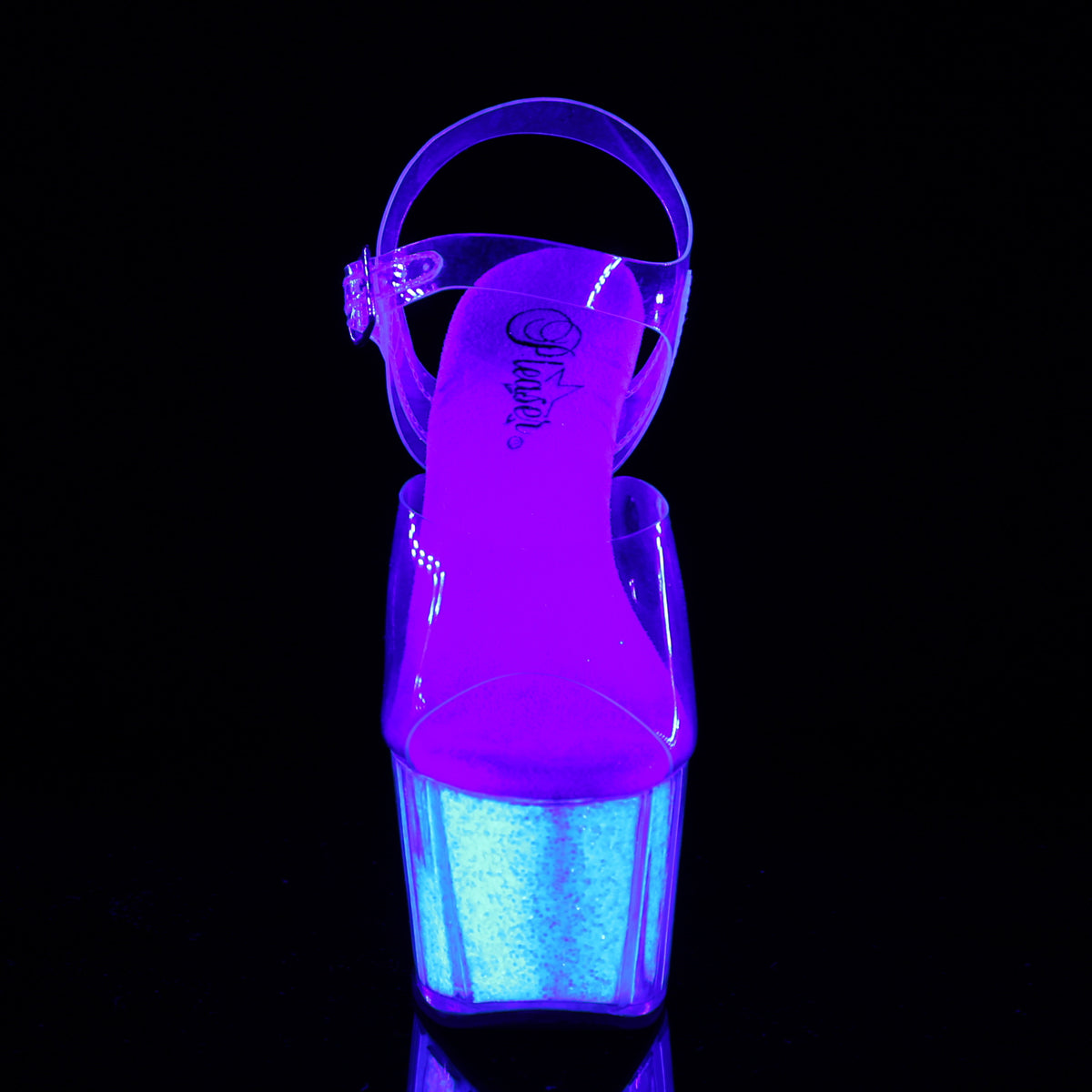 Pleaser Sandalias para mujer ADORE-708uvg clr / neon opal brillo