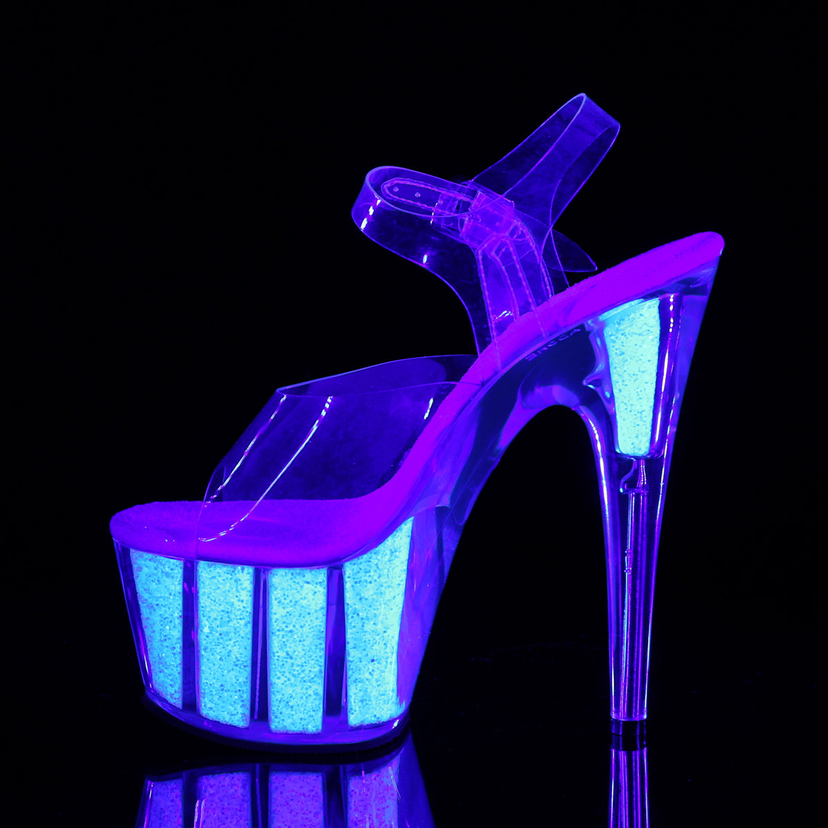 Pleaser Sandalias para mujer ADORE-708uvg clr / neon opal brillo