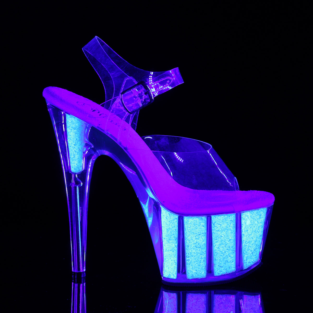 Pleaser Sandalias para mujer ADORE-708uvg clr / neon opal brillo