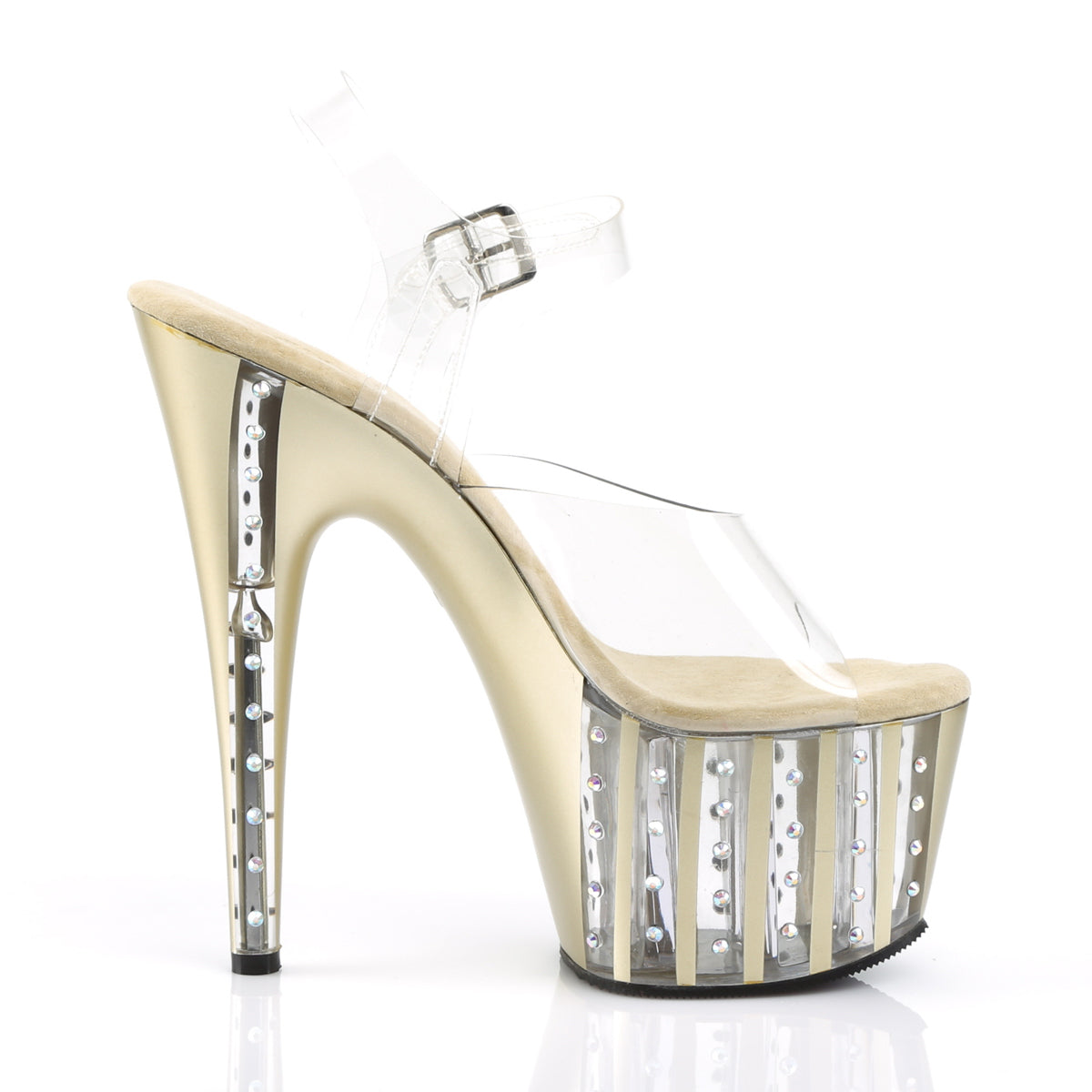 Pleaser Womens Sandals ADORE-708VLRS Clr/Gold