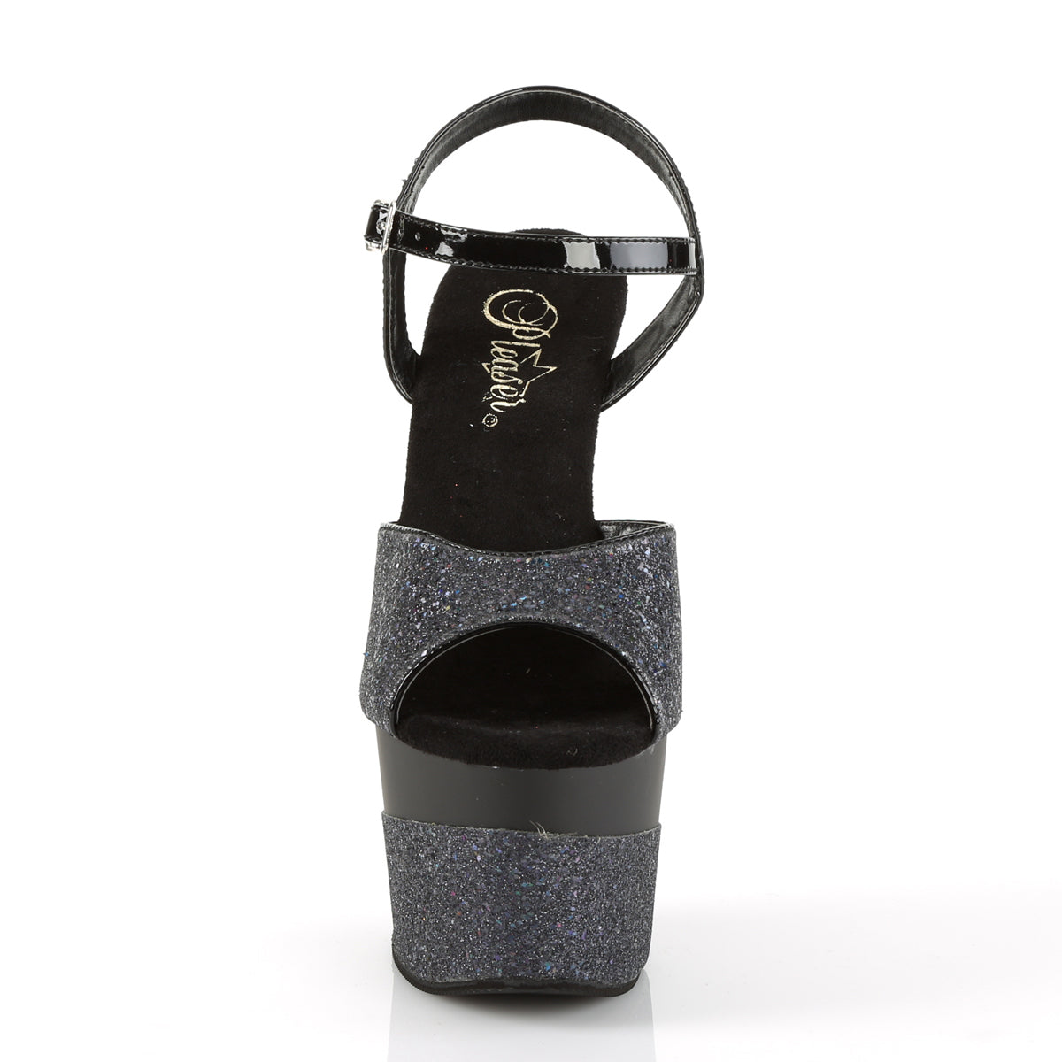 Pleaser Womens Sandals ADORE-709-2G Blk Multi Glitter/Blk Multi Glitter