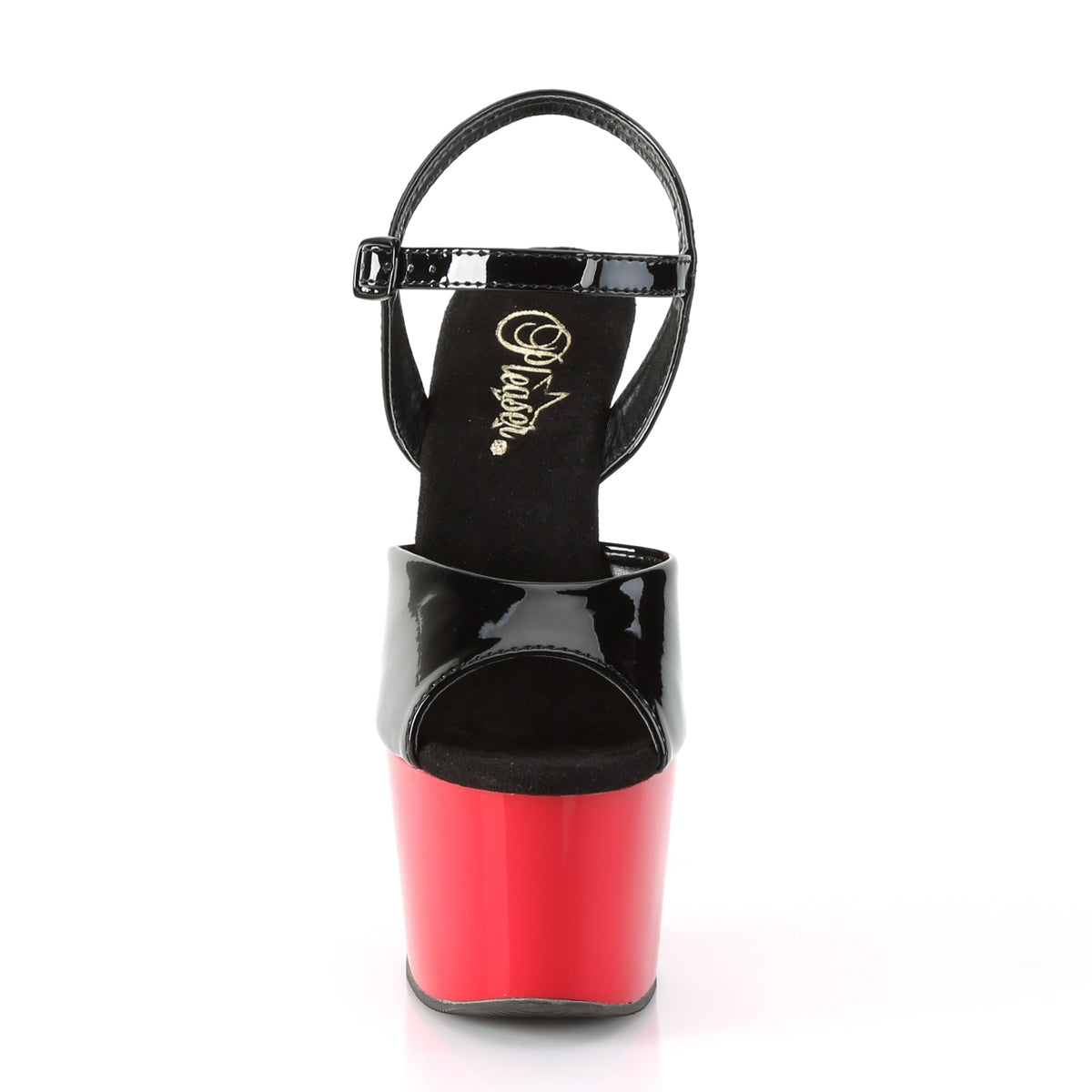 Pleaser Sandalias para mujer ADORE-709 BLK PAT / RED